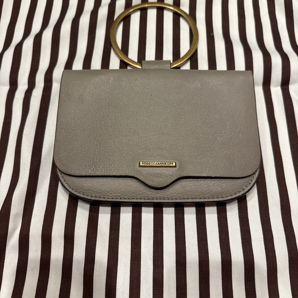 Rebecca Minkoff taupe/grey bangle wristlet